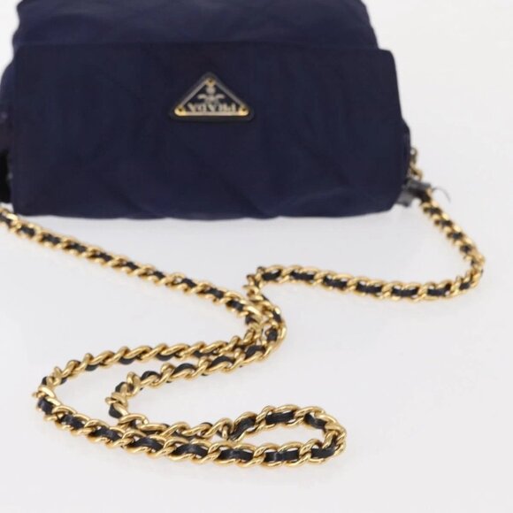 PRADA Chain Shoulder Bag Nylon Purple Gold - Picture 8 of 16